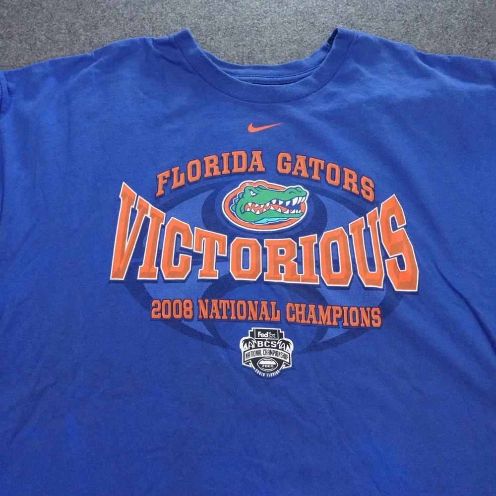 Nike Florida Gators 2008 National Champions T-Shirt  XXL Blue Road To Victory‎